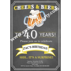 Cheers and Beers Birthday Invitation,(11ab) Cheers and Beers Birthday Invitation,(11ab)